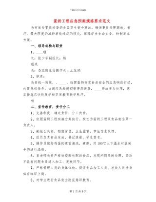 蛋奶工程应急预案演练要求范文