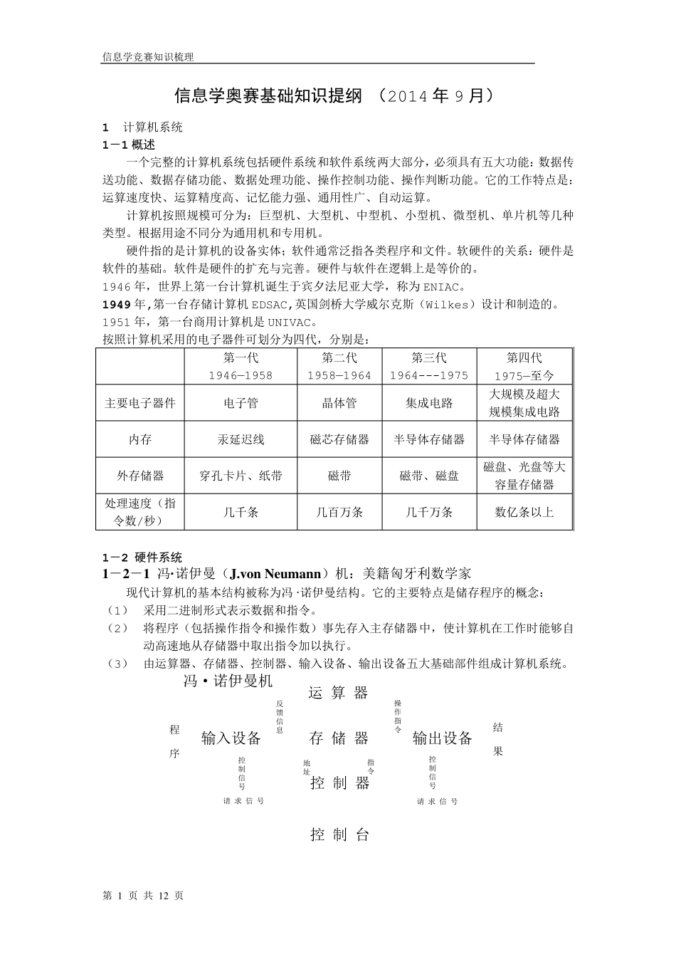 信息学奥赛基础知识提纲_第1页