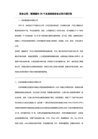 信息安全公司简介