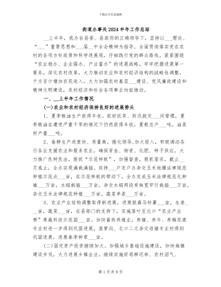 街道办事处2024半年工作总结