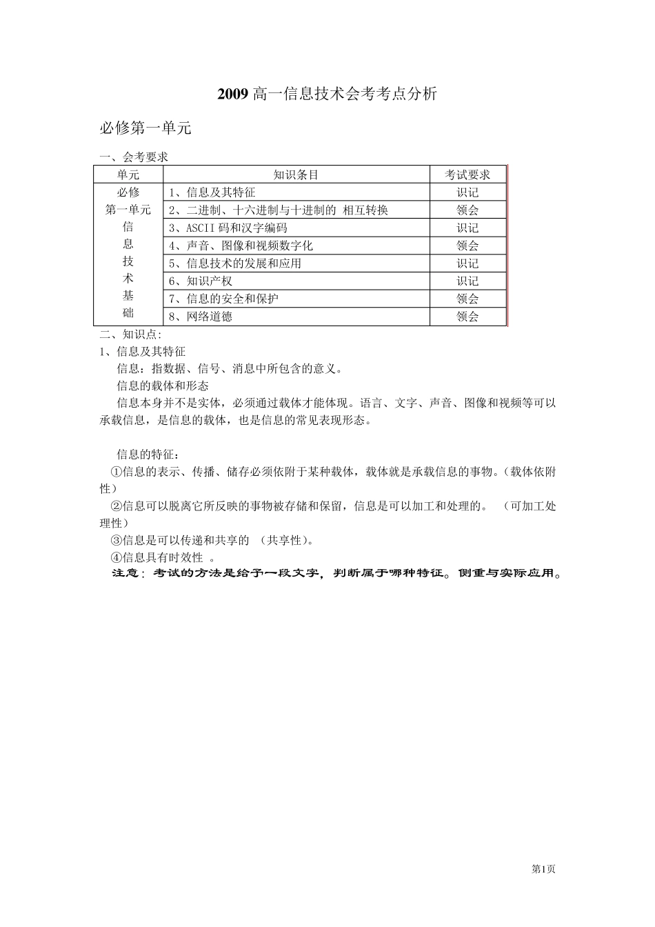 信息技术会考知识点整理_第1页