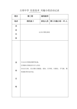 信息技术兴趣小组活动记录