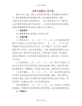 街道市容整治工作方案
