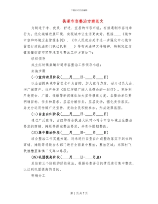 街道市容整治方案范文(3篇)