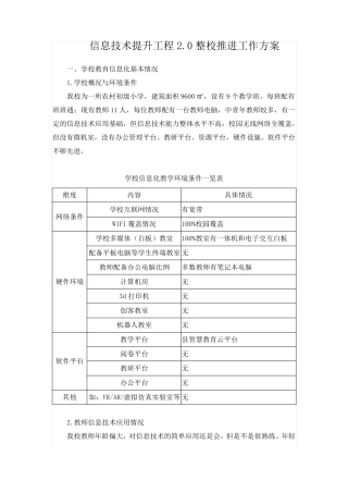 信息技术提升工程2.0整校推进工作方案