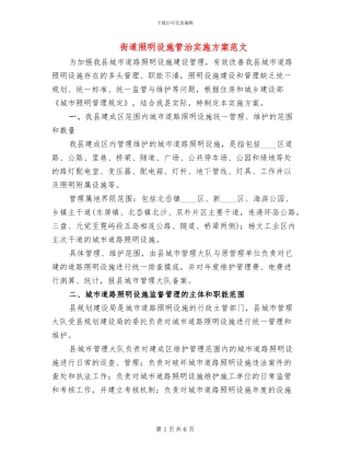 街道照明设施管治实施方案范文