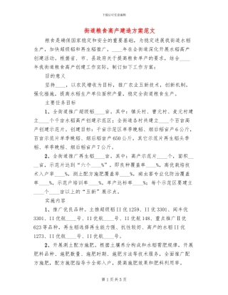 街道粮食高产建造方案范文
