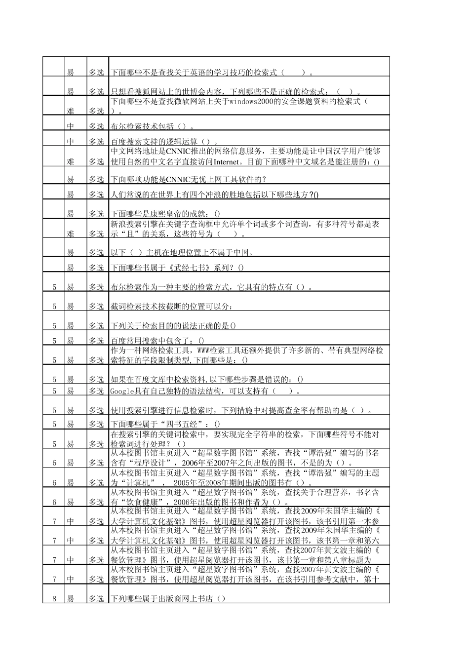信息检索多项选择题_第3页