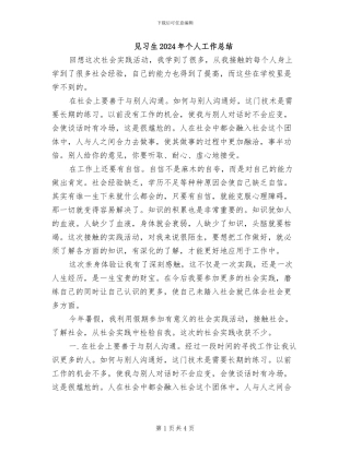 见习生2024年个人工作总结