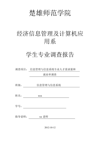 信息管理与信息系统专业调查报告