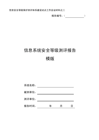 信息系统安全等级测评报告