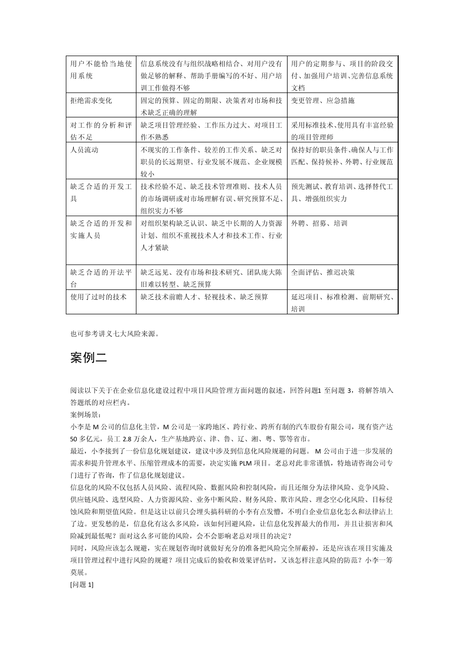 信息系统项目管理师案例分析(项目风险管理)_第2页