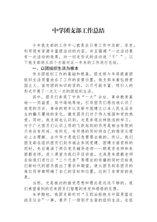 中学团支部工作总结