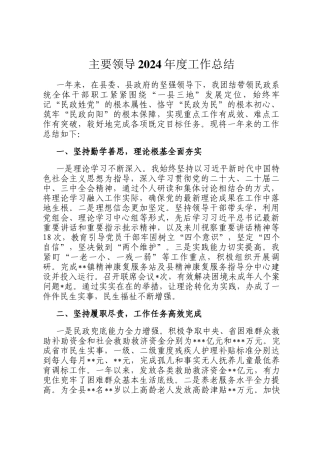 主要领导2024年度工作总结