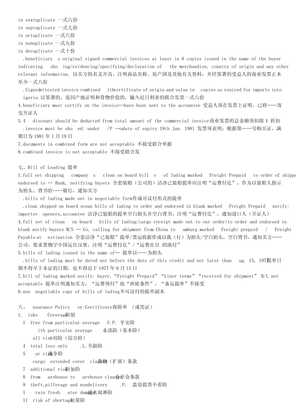 信用证中英文对照_第3页