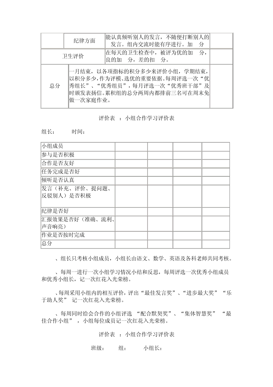 修改四年级小组合作学习评价细则_第3页
