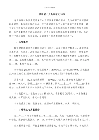 试验室个人总结范文2024