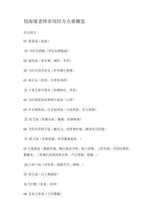 倪海厦老师常用经方点要概览