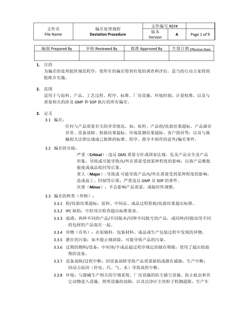 偏差处理规程DeviationProcedure_第1页