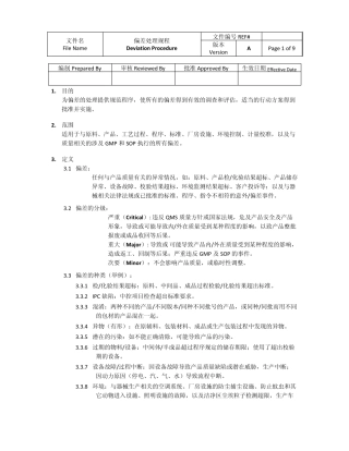 偏差处理规程DeviationProcedure