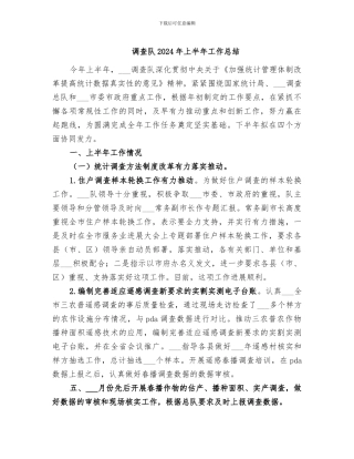调查队2024年上半年工作总结