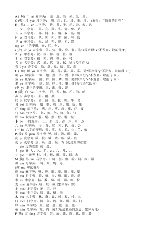 偏旁部首正确读音(全集)