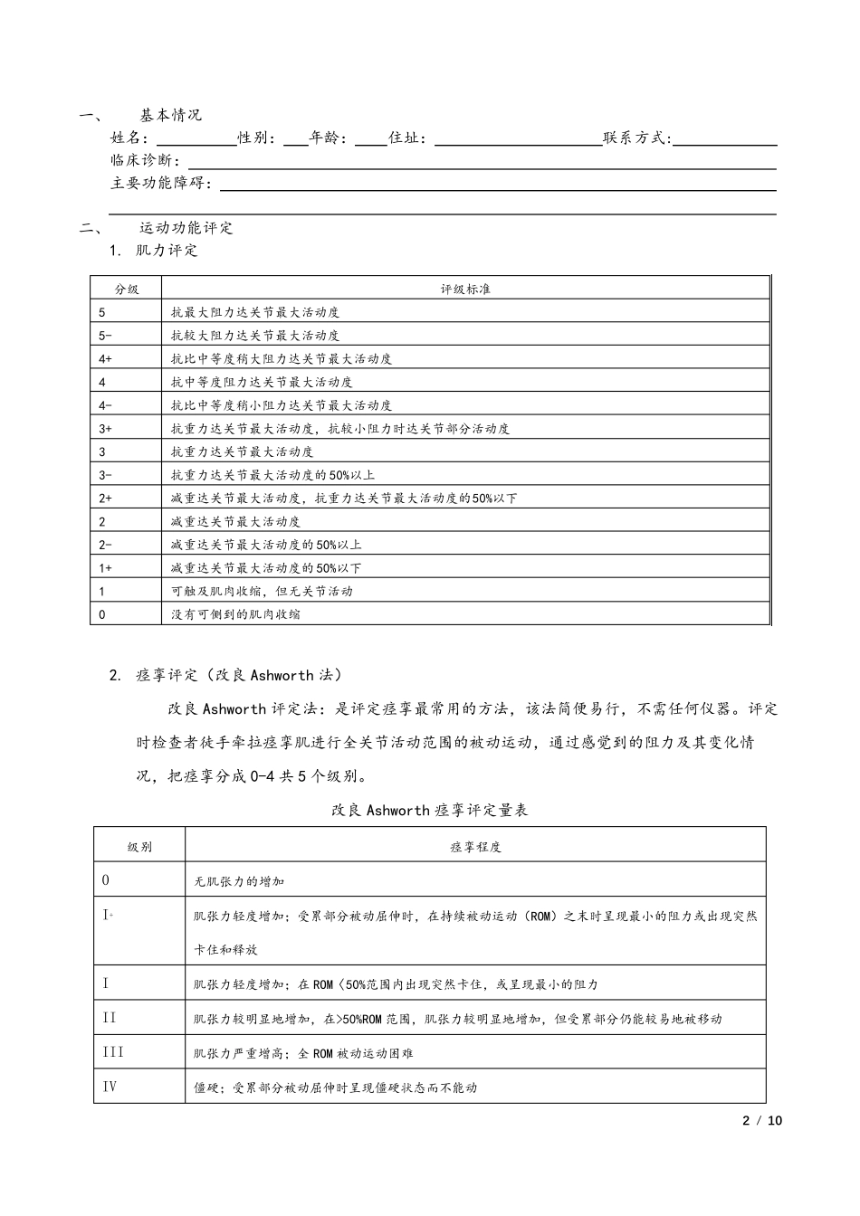 偏瘫运动功能评定表_第2页