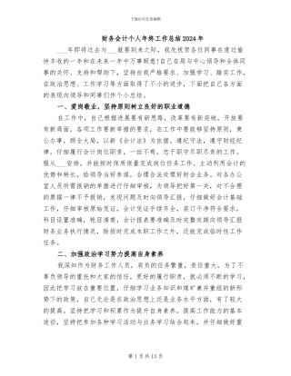 财务会计个人年终工作总结2024年