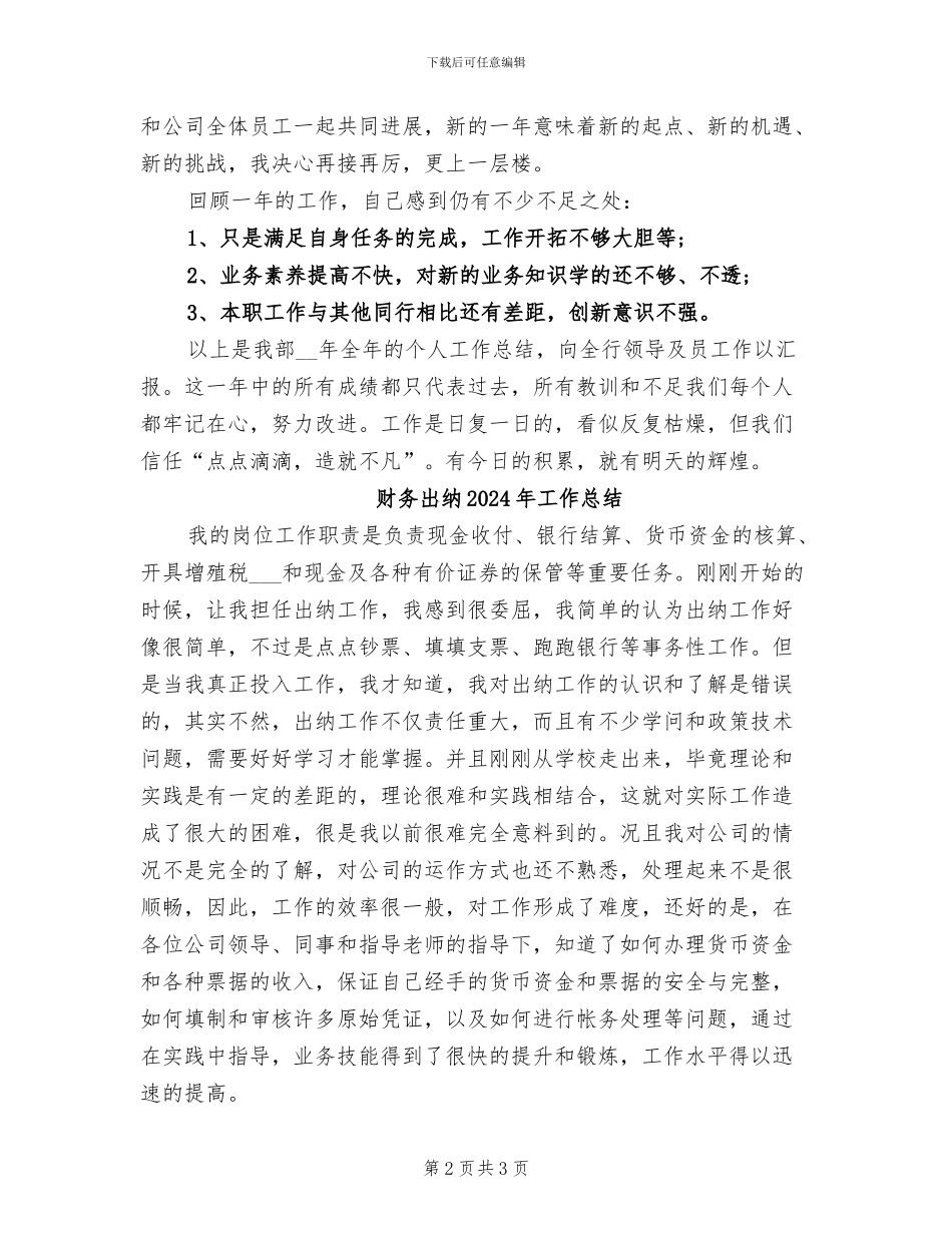 财务出纳2024年个人总结_第2页