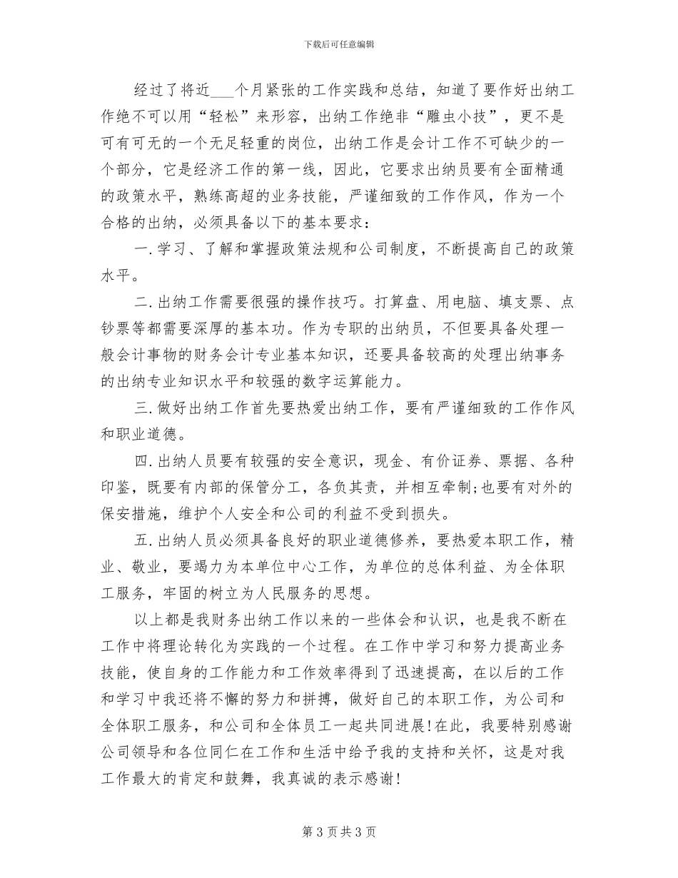 财务出纳2024年个人总结_第3页