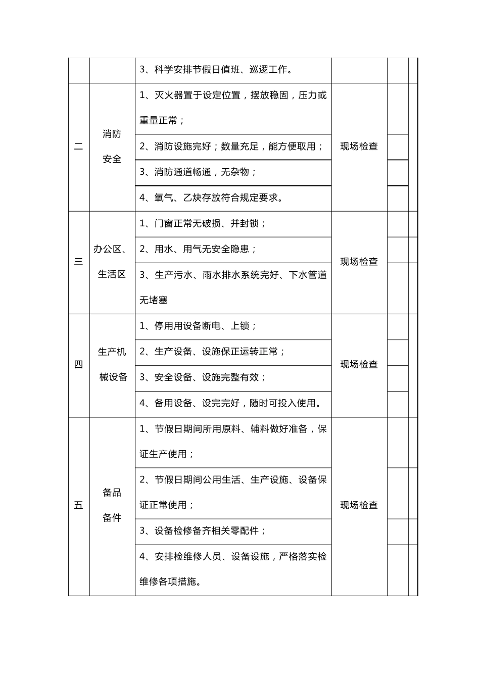 停工前施工现场安全检查表_第2页