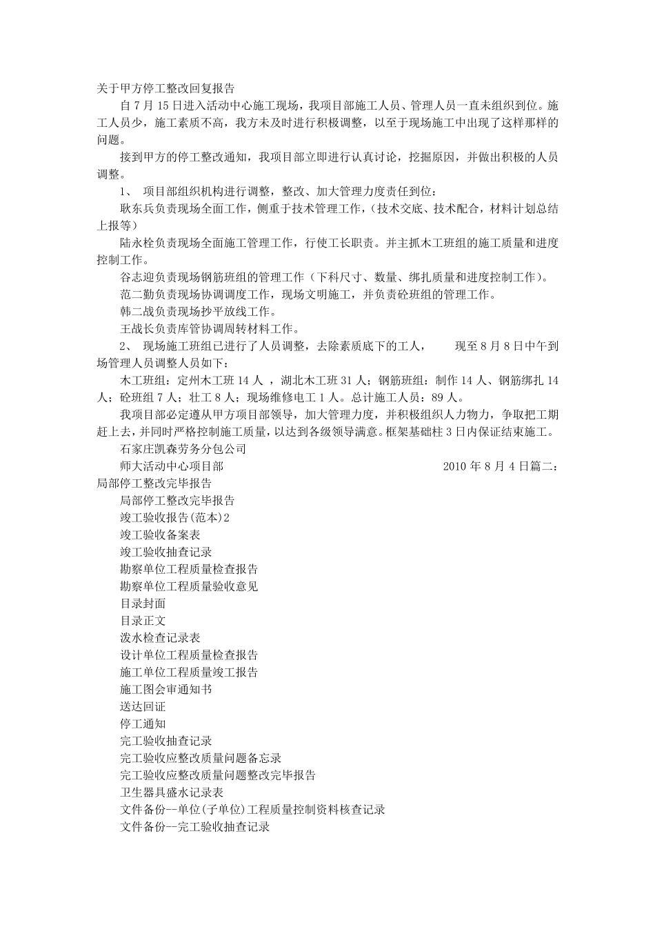 停工整改报告_第1页