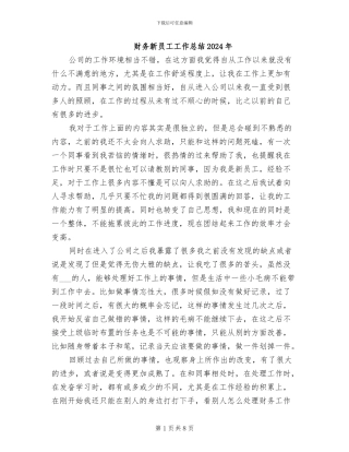 财务新员工工作总结2024年