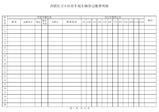 停车场登记表