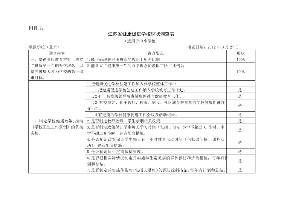 健康促进学校基线调查表2_第1页