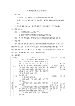健康地度过青春期教案