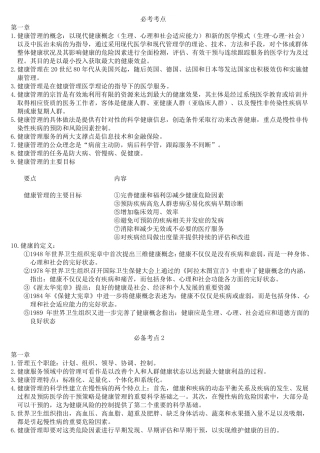 健康管理师必考点