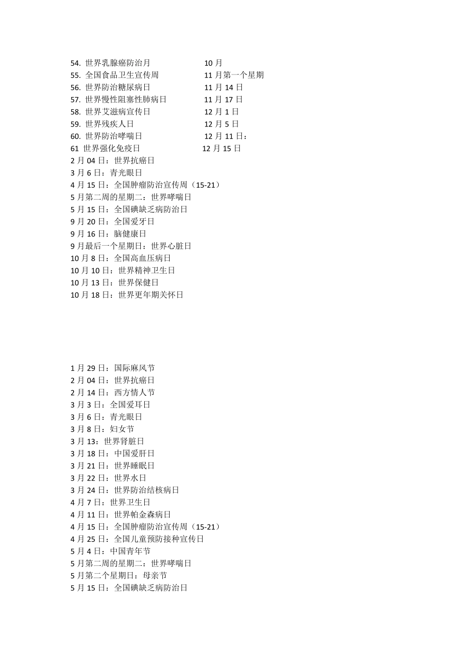 健康节日一览表_第2页