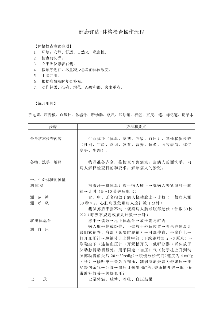 健康评估体格检查操作流程_第1页