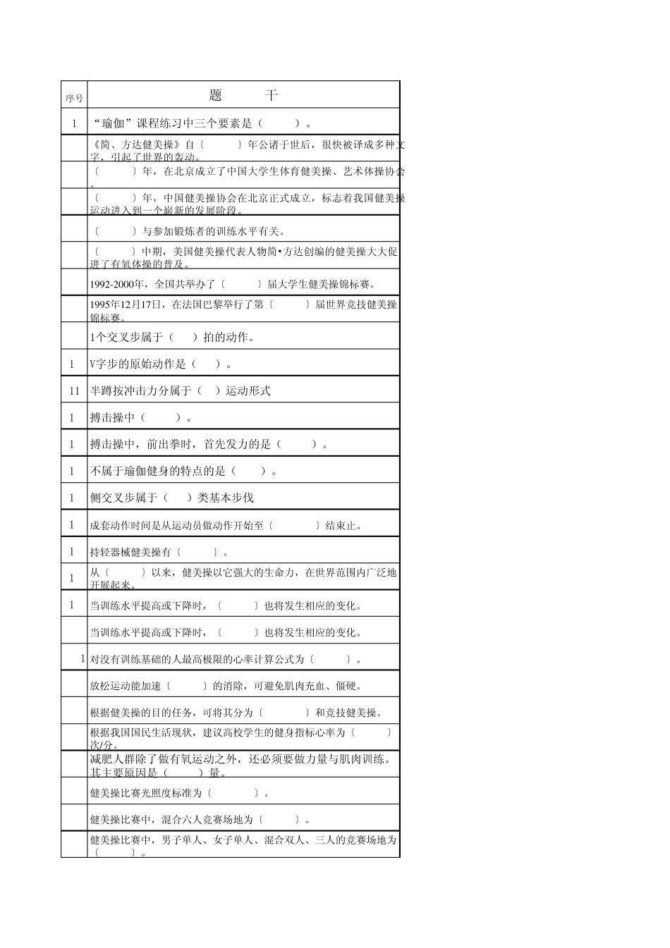 健美操选择判断习题集_第1页