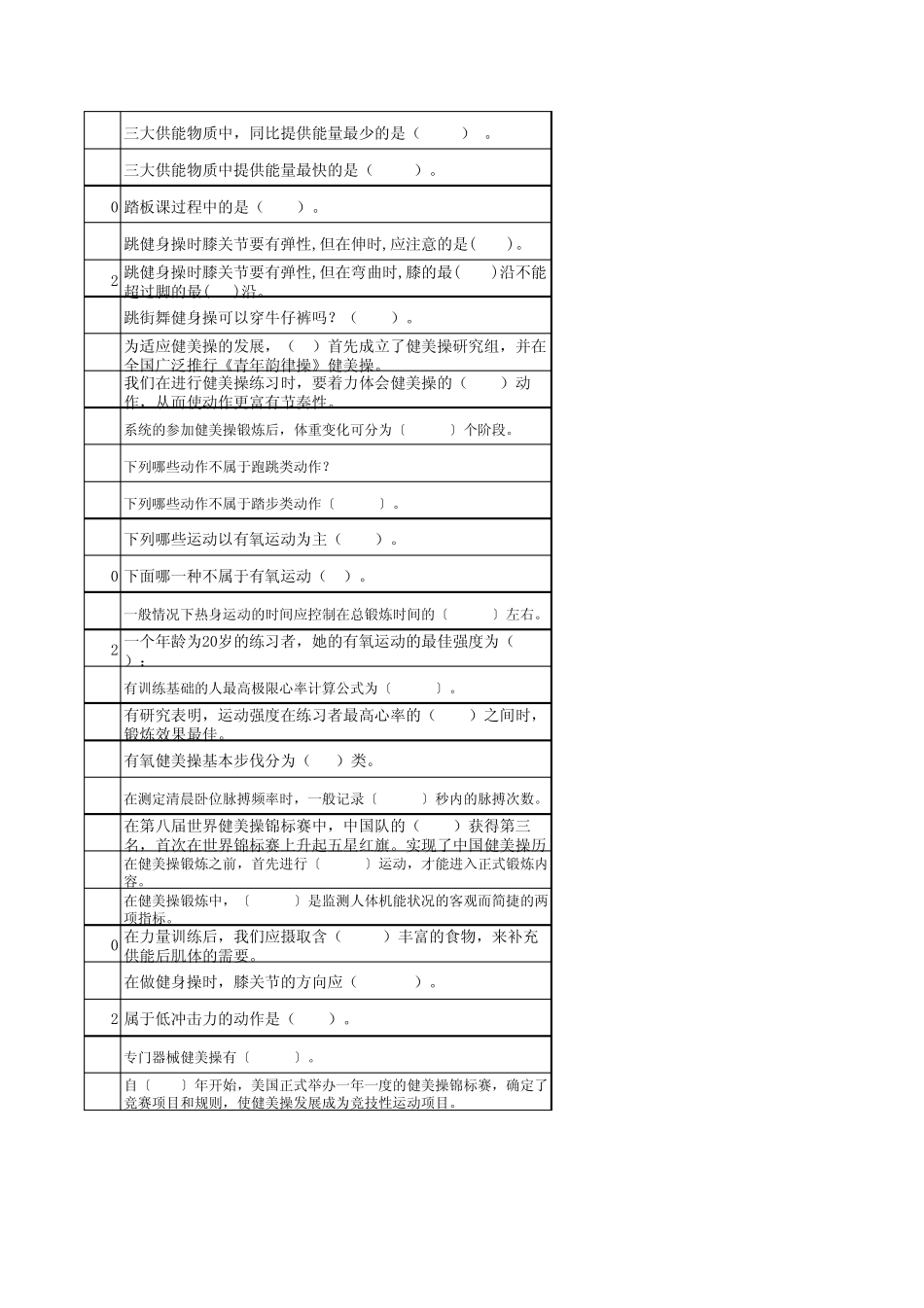 健美操选择判断习题集_第3页