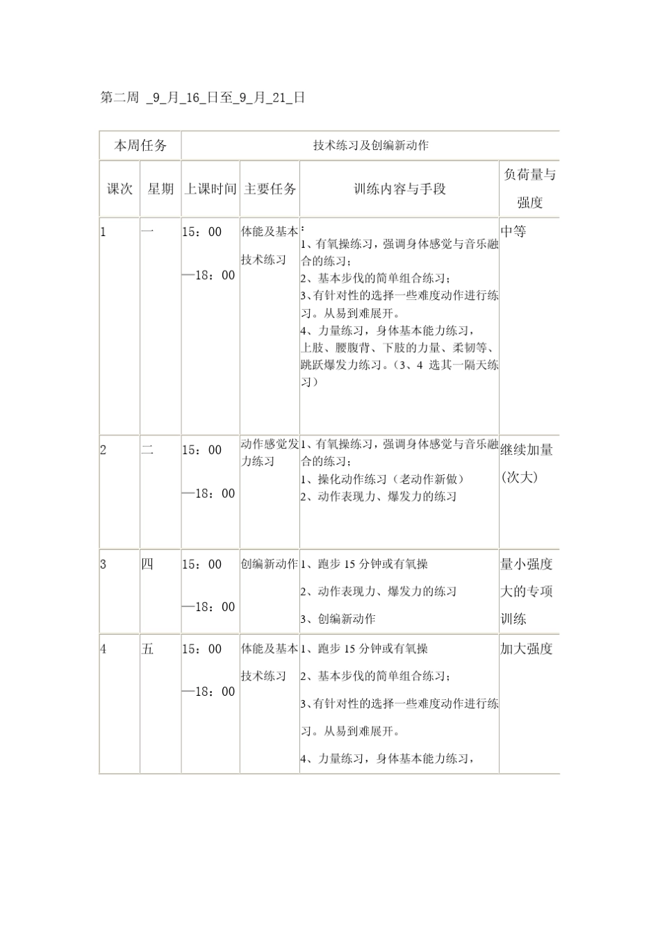 健美操队2002920031年周训练计划_第2页