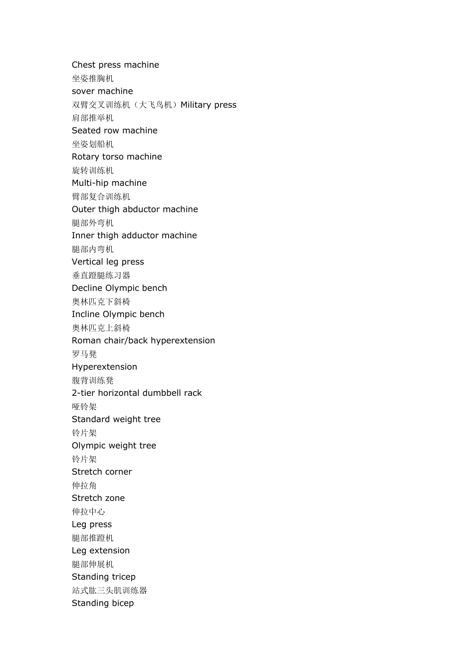 健身器材英文词汇_第1页