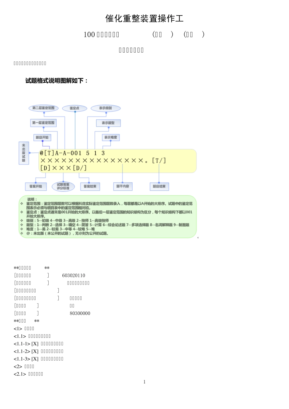 催化重整装置操作工(100万吨重整初级技能)_第1页