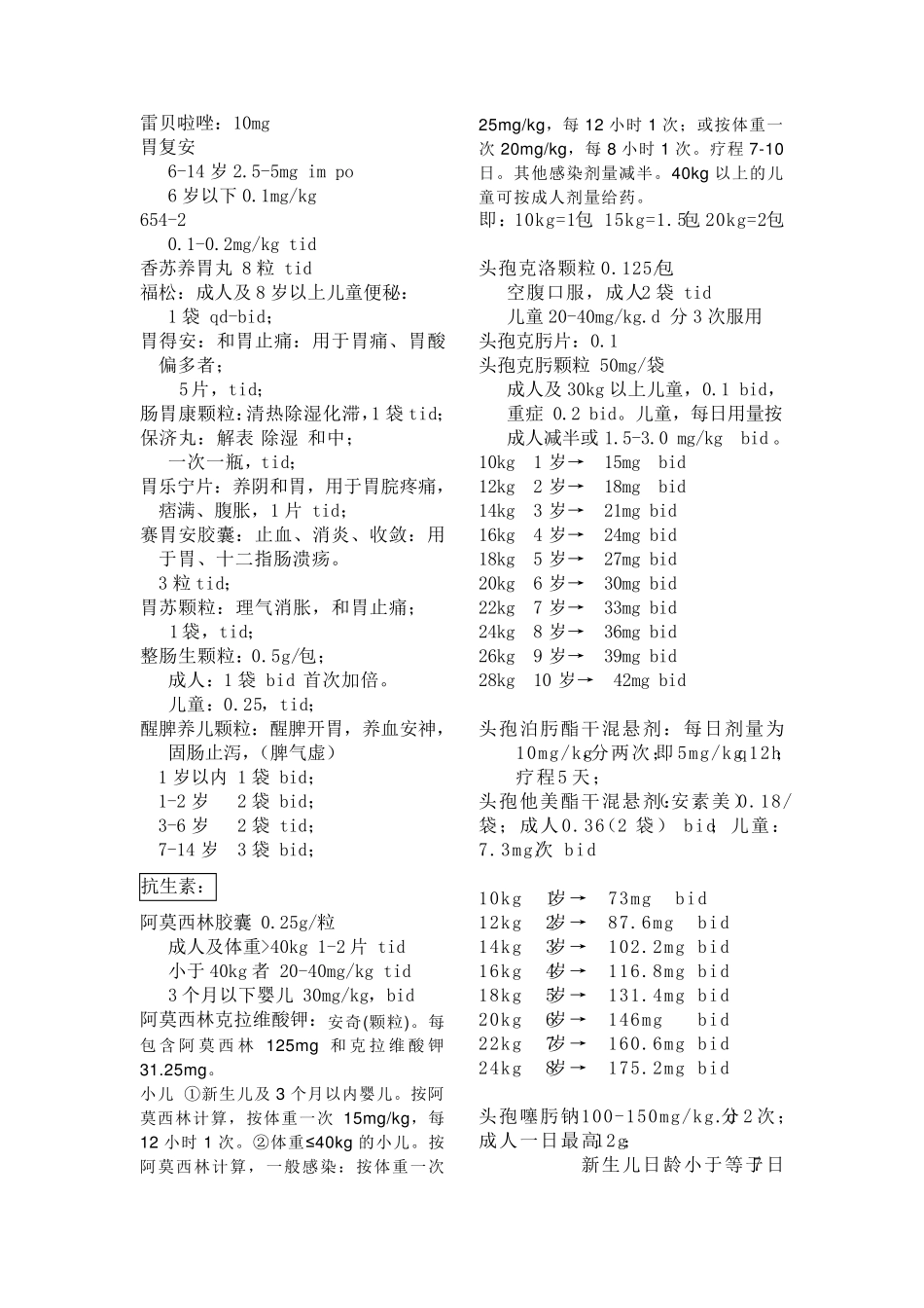 儿科常用药物剂量计算_第2页