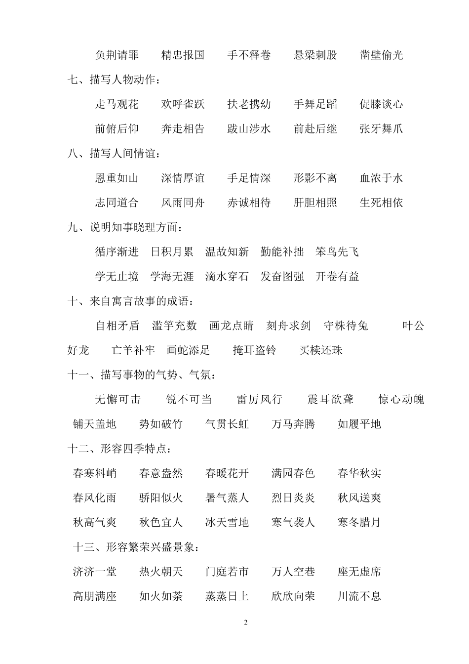 儿童学习成语归类大全_第2页