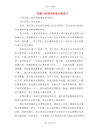 迎接上级领导检查方案范文