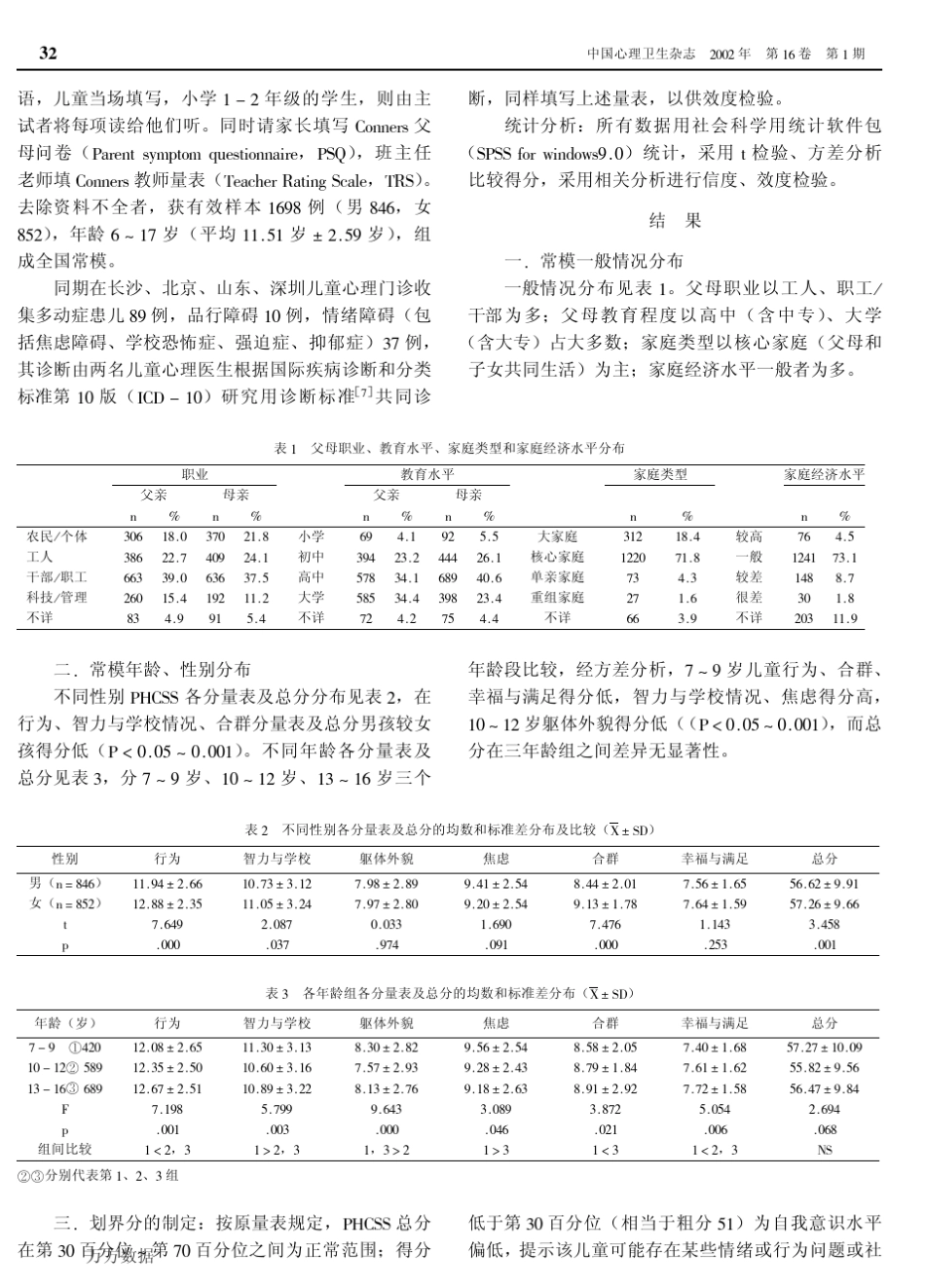 儿童自我意识量表的中国城市常模_第2页