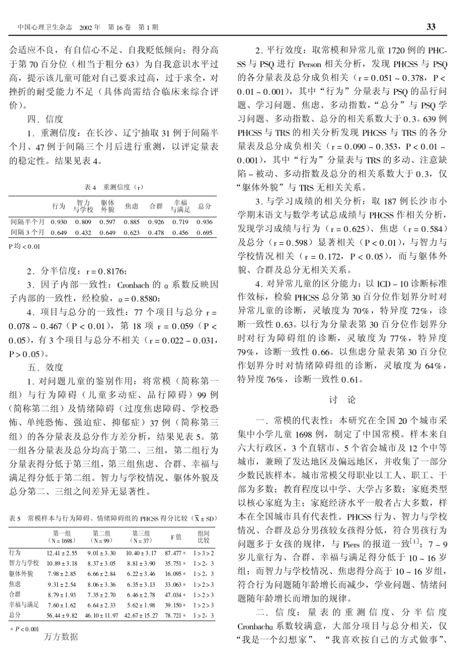 儿童自我意识量表的中国城市常模_第3页