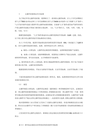 元器件质量保证有关标准